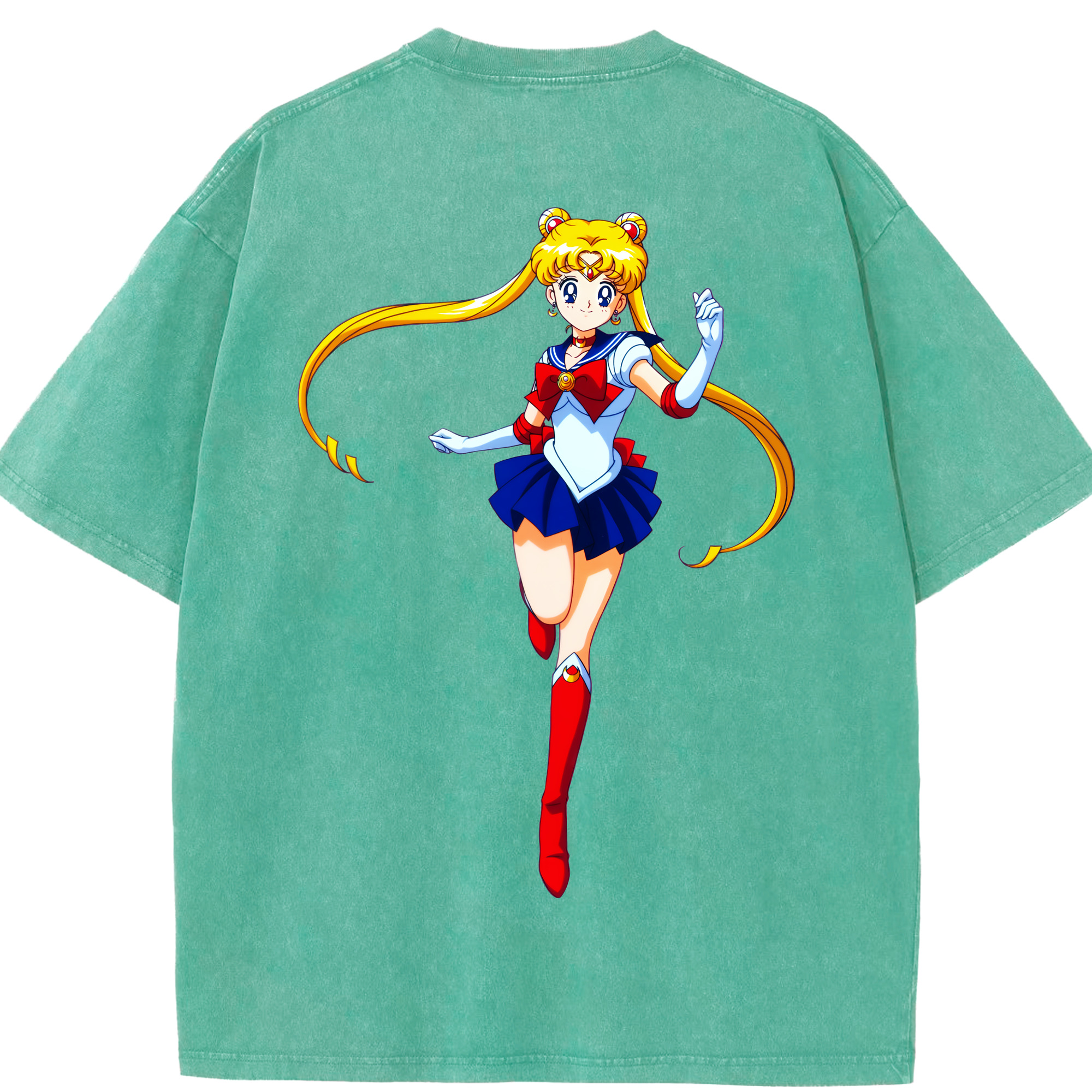 （画像用） 美少女戦士セーラームーン 月野 うさぎ つきの うさぎ Sailor Moon Tsukino Usagi 綿100% ヴィンテージ風 半袖Tシャツ（背面プリント）